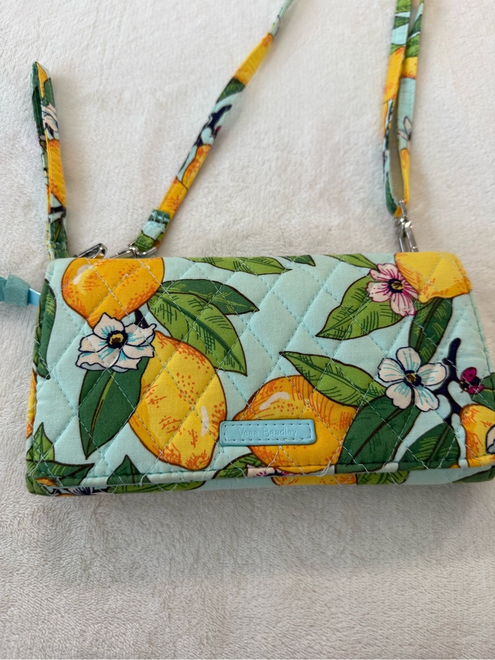 Vera Bradley Lemon Floral Quilted Crossbody - Yellow & Mint - Picture 1 of 7